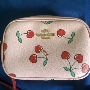 Coach Cream and Red Cherry Print Crossbody Bag